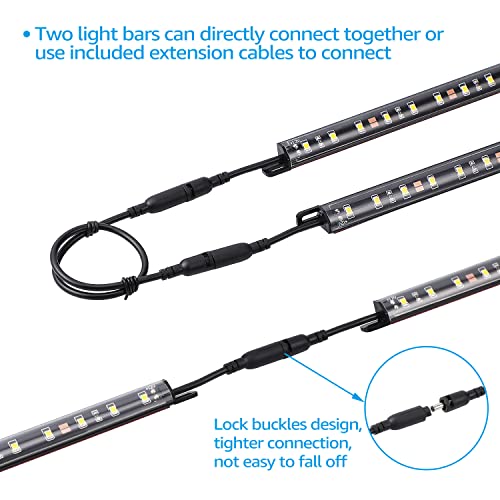 TORCHSTAR LED Safe Lighting Kit, (4) 12 Inch Linkable Light Bars + Rocker Switch + UL Power Adapter, 600LM, Input 100-240V, for Under Cabinet Gun Safe Locker Closet Showcase, 5000K Daylight