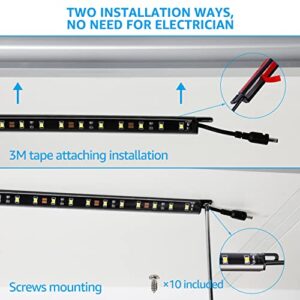 TORCHSTAR LED Safe Lighting Kit, (4) 12 Inch Linkable Light Bars + Rocker Switch + UL Power Adapter, 600LM, Input 100-240V, for Under Cabinet Gun Safe Locker Closet Showcase, 5000K Daylight