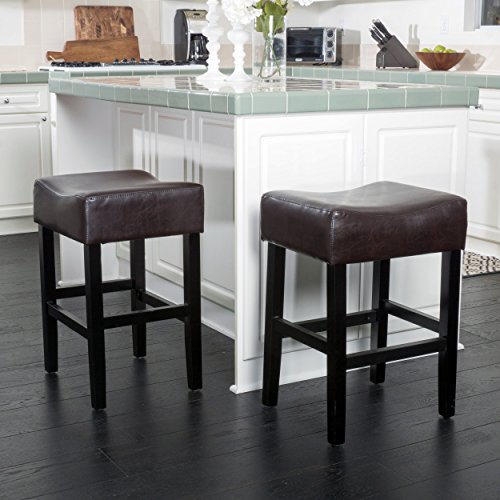 Christopher Knight Home Portman Leather Backless Counterstools, 2-Pcs Set, Brown