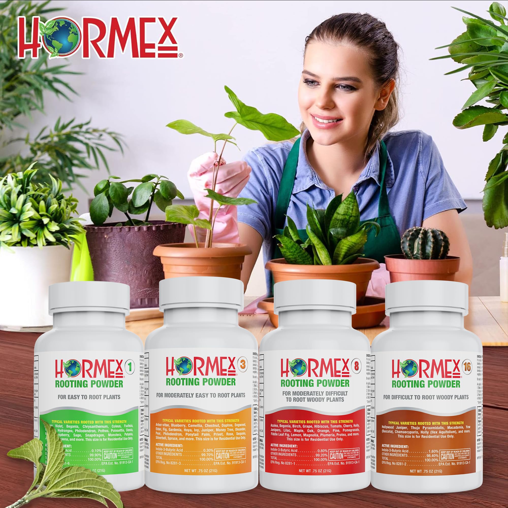 Hormex Rooting Powder #1 - for Moderately Difficult to Root Plants - 0.1 IBA Rooting Hormone for Plant Cuttings - Fast & Effective - Free of Alcohol, Dye, Gel & Preservatives for Healthier Roots, 21g