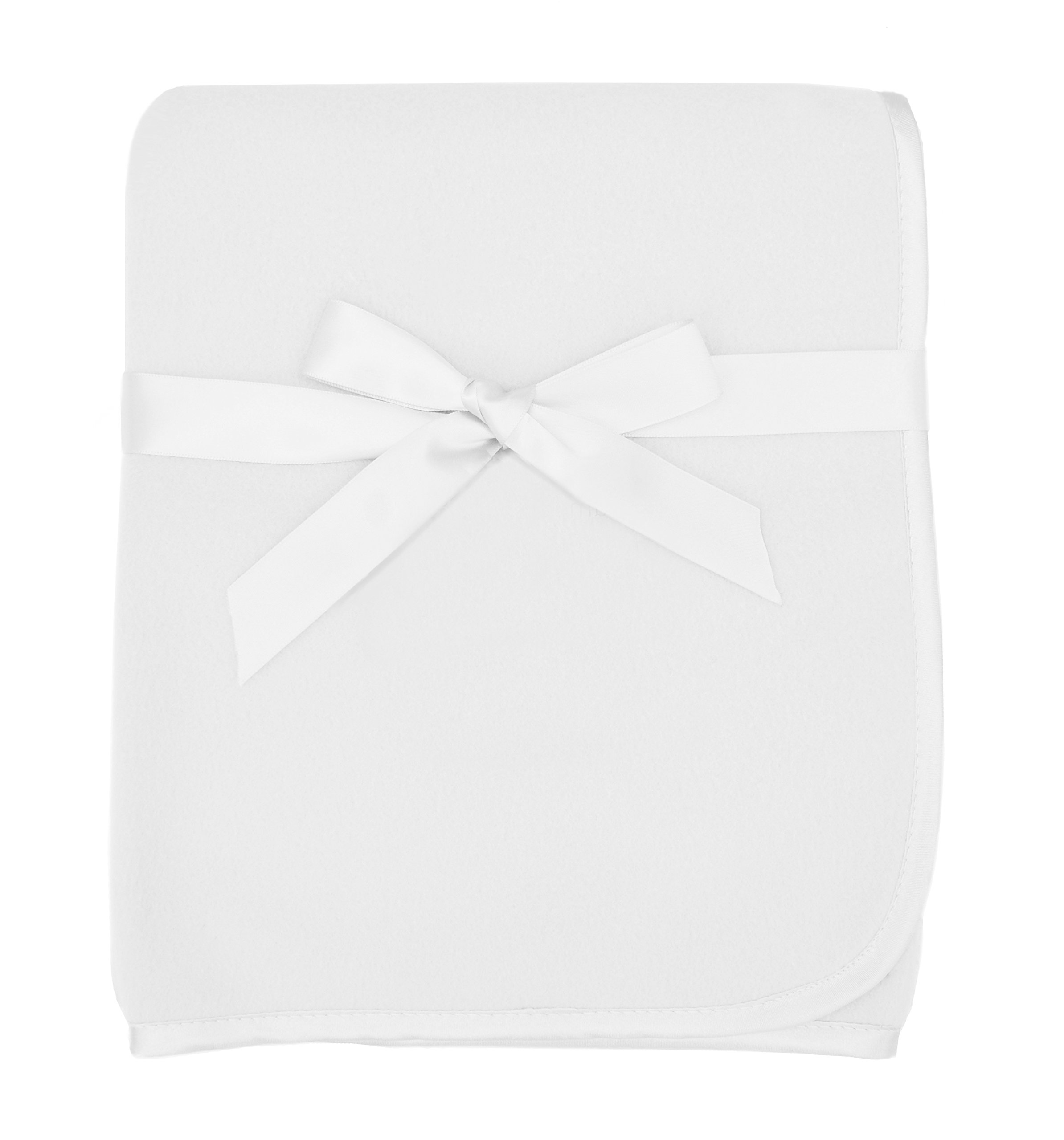 American Baby Company Fleece Blanket with Silk-Like Satin Trim, Soft, Warm & Cozy, White, 30" x 30" for Boys and Girls, Perfect for Baby Carrier, Stroller, Travel and Gifting