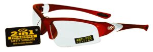 ssp eyewear 2.00 bifocal/reader safety glasses with red frames and clear anti-fog lenses, entiat 2.0 red cl a/f,red - 2.00 - clear anti-fog