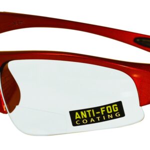 SSP Eyewear 2.00 Bifocal/Reader Safety Glasses with Red Frames and Clear Anti-Fog Lenses, ENTIAT 2.0 RED CL A/F,Red - 2.00 - Clear Anti-Fog