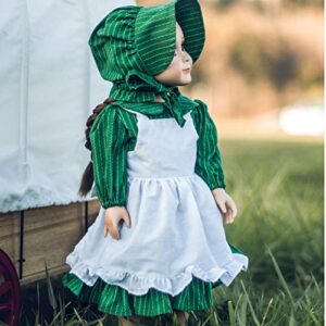 The Queen's Treasures 18 Inch Doll Clothes, Little House on The Prairie Dress Outfit, Authentic 1880's Design Calico Dress & Bonnet with White Apron. Compatible for Use with American Girl Dolls