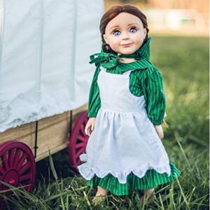 The Queen's Treasures 18 Inch Doll Clothes, Little House on The Prairie Dress Outfit, Authentic 1880's Design Calico Dress & Bonnet with White Apron. Compatible for Use with American Girl Dolls