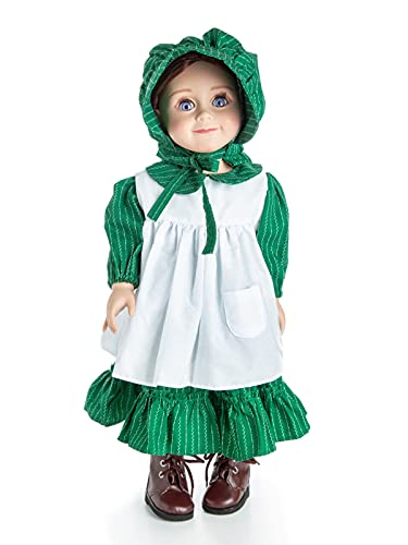 The Queen's Treasures 18 Inch Doll Clothes, Little House on The Prairie Dress Outfit, Authentic 1880's Design Calico Dress & Bonnet with White Apron. Compatible for Use with American Girl Dolls