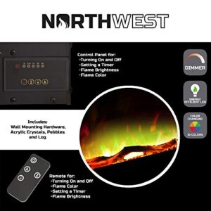 36-Inch Wall Mounted Electric Fireplace - Modern Fireplace with Floor Stand, Remote, and Adjustable Heat and Brightness by Northwest (Black)