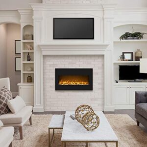 36-Inch Wall Mounted Electric Fireplace - Modern Fireplace with Floor Stand, Remote, and Adjustable Heat and Brightness by Northwest (Black)