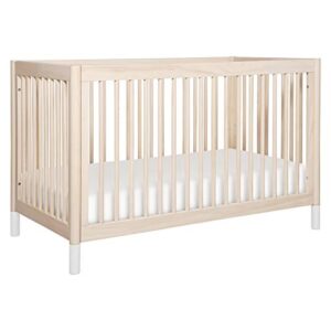 babyletto gelato 4-in-1 convertible crib with toddler bed conversion in washed natural and white, greenguard gold certified