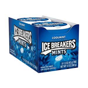 ice breakers coolmint sugar free breath mints tins, 1.5 oz (8 count)