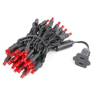 novelty lights 50 light led christmas mini light set, outdoor lighting party patio string lights, red, black wire, 11 feet