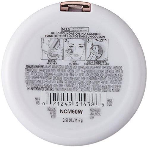 L'Oréal Paris True Match Lumi Cushion Foundation, N3.5 Classic Buff, 0.51 oz.