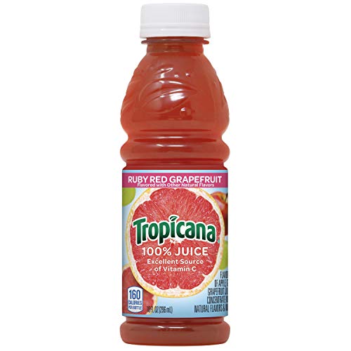 Tropicana 100% Juice, Ruby Red Grapefruit, 10 fl oz (Pack of 24) - Real Fruit Juices, Vitamin C Rich, No Added Sugars, No Artificial Flavors