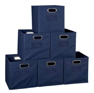 niche cubo set of 6 foldable fabric storage bin with label holder- blue