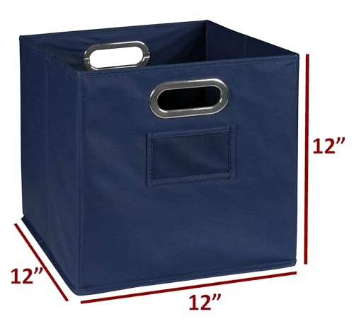 Niche Cubo Set of 6 Foldable Fabric Storage Bin with Label Holder- Blue