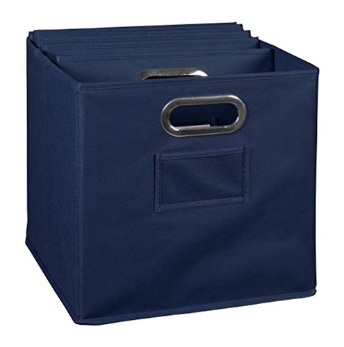 Niche Cubo Set of 6 Foldable Fabric Storage Bin with Label Holder- Blue