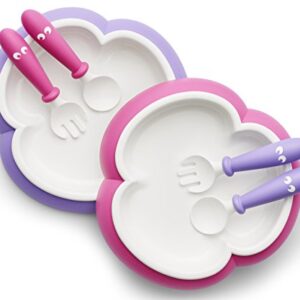 BABYBJORN Baby Plate, Spoon and Fork - Pink/Purple, 2-Pack