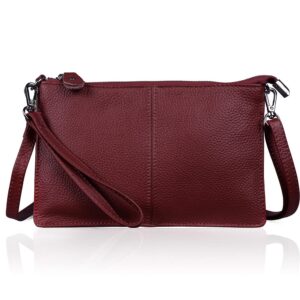 befen women's smartphone leather wristlet crossbody wallet clutch with crossbody strap/wrist strap - fit iphone 15 pro max - jester red