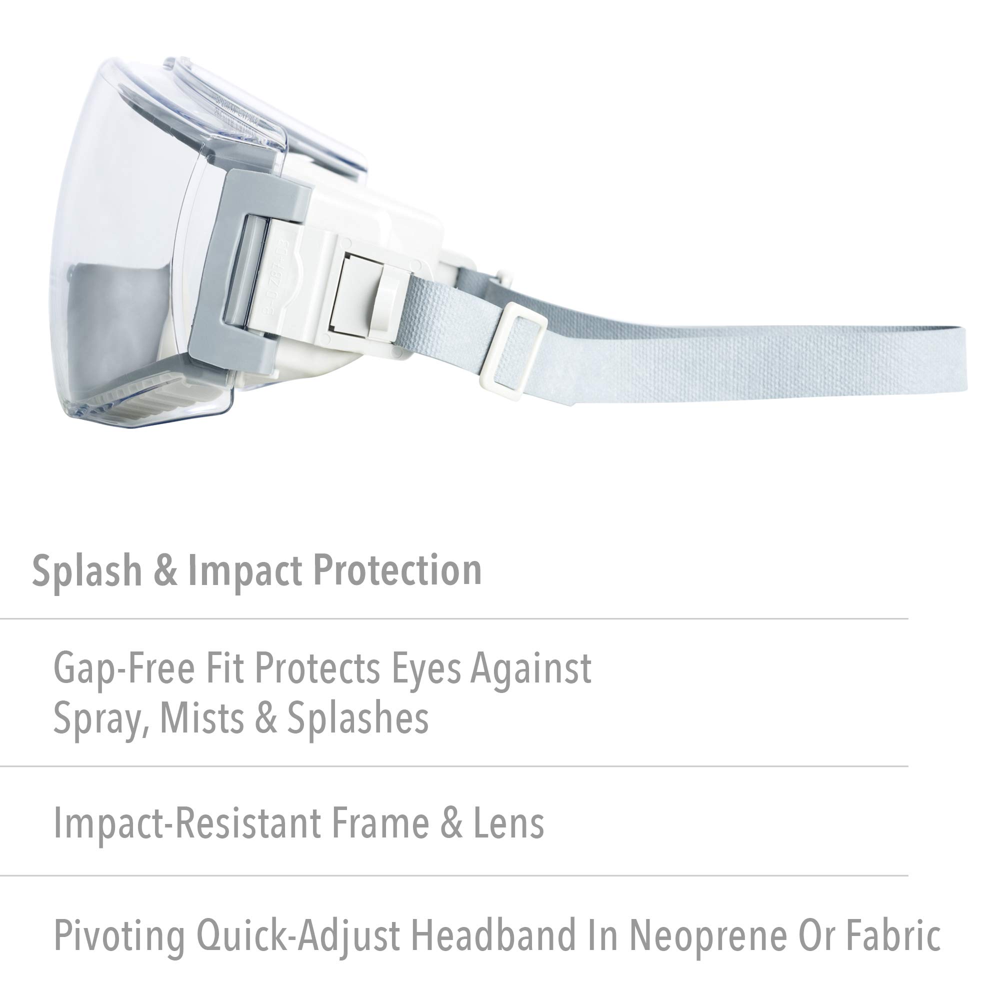 Honeywell Uvex Ademco Stealth Safety Goggles with Clear HydroShield Anti-Fog Lens, Grey Body & Neoprene Headband (S3960HS)