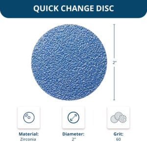 Benchmark Abrasives 2" Quick Change Zirconia Sanding Discs with a Male R-Type Backing Surface Finish Grind Polish Burr Rust Paint Removal Use with Die Grinder (25 Pack) - 60 Grit