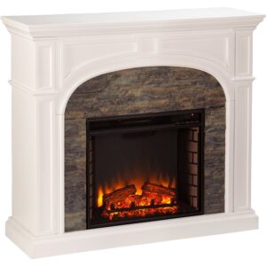 southern enterprises fe9624 tanaya white stacked stone effect electric fireplace