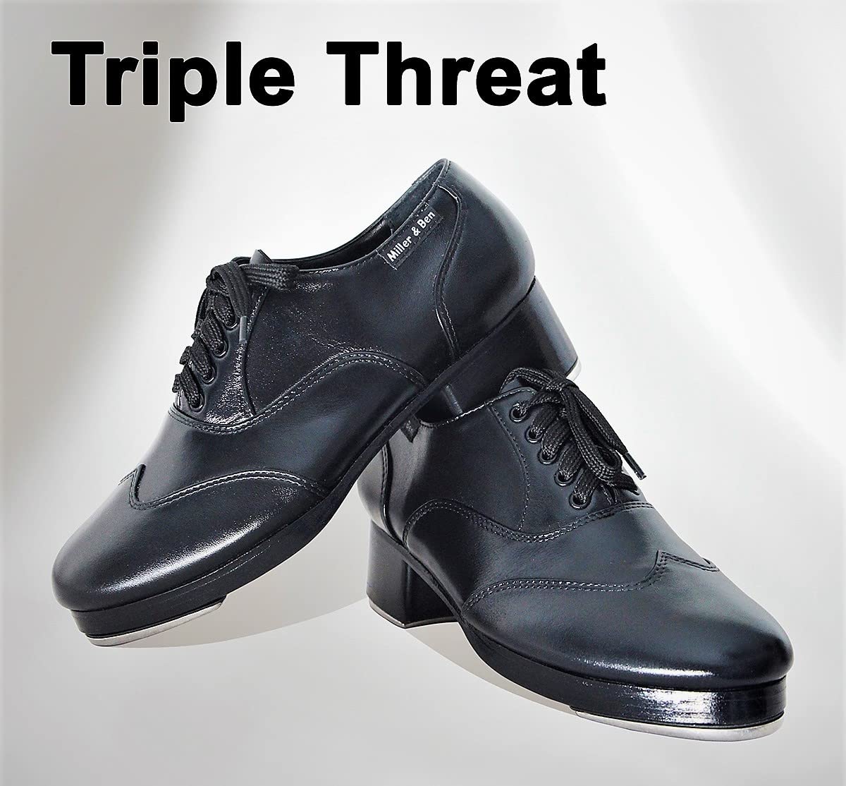 Miller & Ben Tap Shoes, Triple Threat, All Black Professional Tap Shoes (40.5 EU)