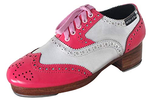 Miller & Ben Tap Shoes, Triple Threat, Pink & Silver Royal Professional Tap Shoes (41 EU)