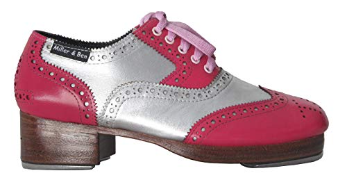 Miller & Ben Tap Shoes, Triple Threat, Pink & Silver Royal Professional Tap Shoes (41 EU)