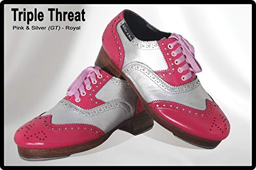 Miller & Ben Tap Shoes, Triple Threat, Pink & Silver Royal Professional Tap Shoes (41 EU)