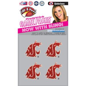 fan-a-peel washington state waterless temporary tattoos - hypoallergenic peel and stick waterproof temporary tattoos, glitter - officially licensed