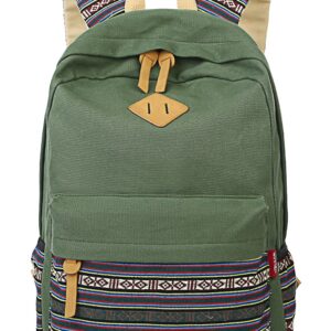 mygreen Casual Style Lightweight Canvas Backpack School Bag Travel Daypack Army Green