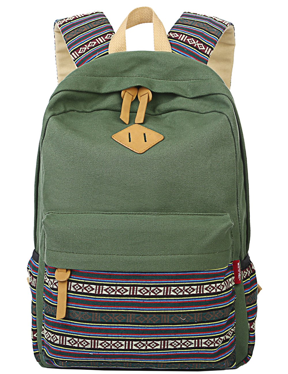 mygreen Casual Style Lightweight Canvas Backpack School Bag Travel Daypack Army Green