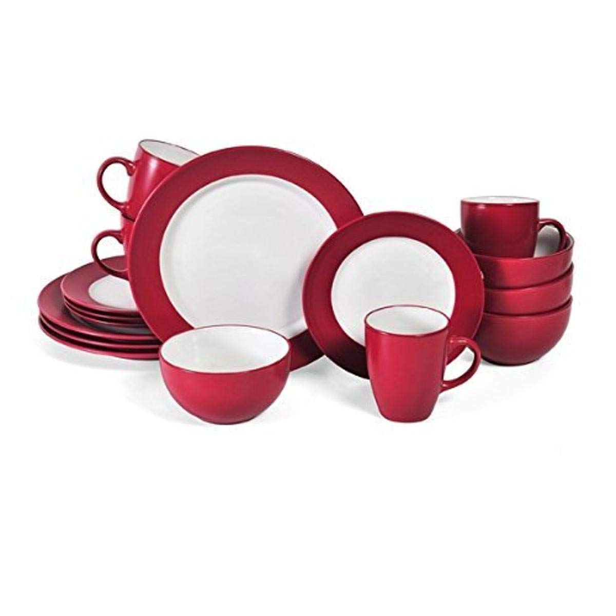 Pfaltzgraff Harmony Red 16-Piece Stoneware Dinnerware Set, Service for 4