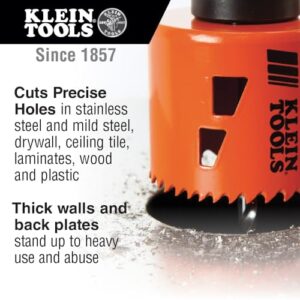 Klein Tools 31900 Bi-Metal Hole Saw, 6-3/8-Inch, For Drywall-Ceiling Tile-Steel-Wood-Plastic, Stainless Steel, Recessed Lighting