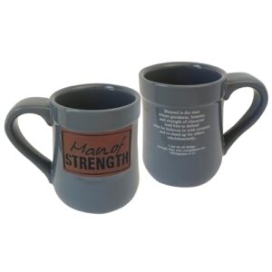 abbey gift (abbey & ca gift man of strength pottery mug, grey, 20 oz, 1 count (pack of 1), gray