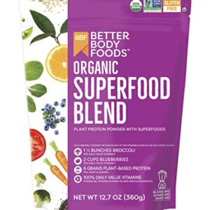 BetterBody Foods Organic Superfood Powder with Protein, Vitamins C, E, and B12 (12.7 oz.)