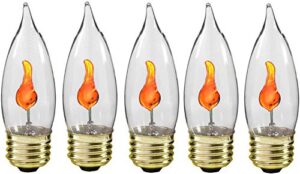 creative hobbies® 10j flicker flame light bulb -flame shaped, e26 standard base, flickering orange glow - box of 5 bulbs