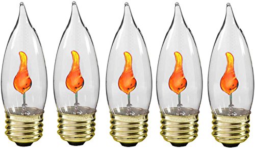 Creative Hobbies® 10J Flicker Flame Light Bulb -Flame Shaped, E26 Standard Base, Flickering Orange Glow - Box of 5 Bulbs