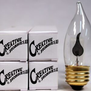 Creative Hobbies® 10J Flicker Flame Light Bulb -Flame Shaped, E26 Standard Base, Flickering Orange Glow - Box of 5 Bulbs