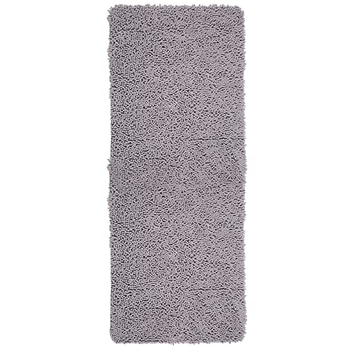 Lavish Home Bath Mat - 58x24-Inch Bathroom Runner with Non-Slip Backing - Absorbent High-Pile Chenille Memory Foam Bathroom Rug (Gray)