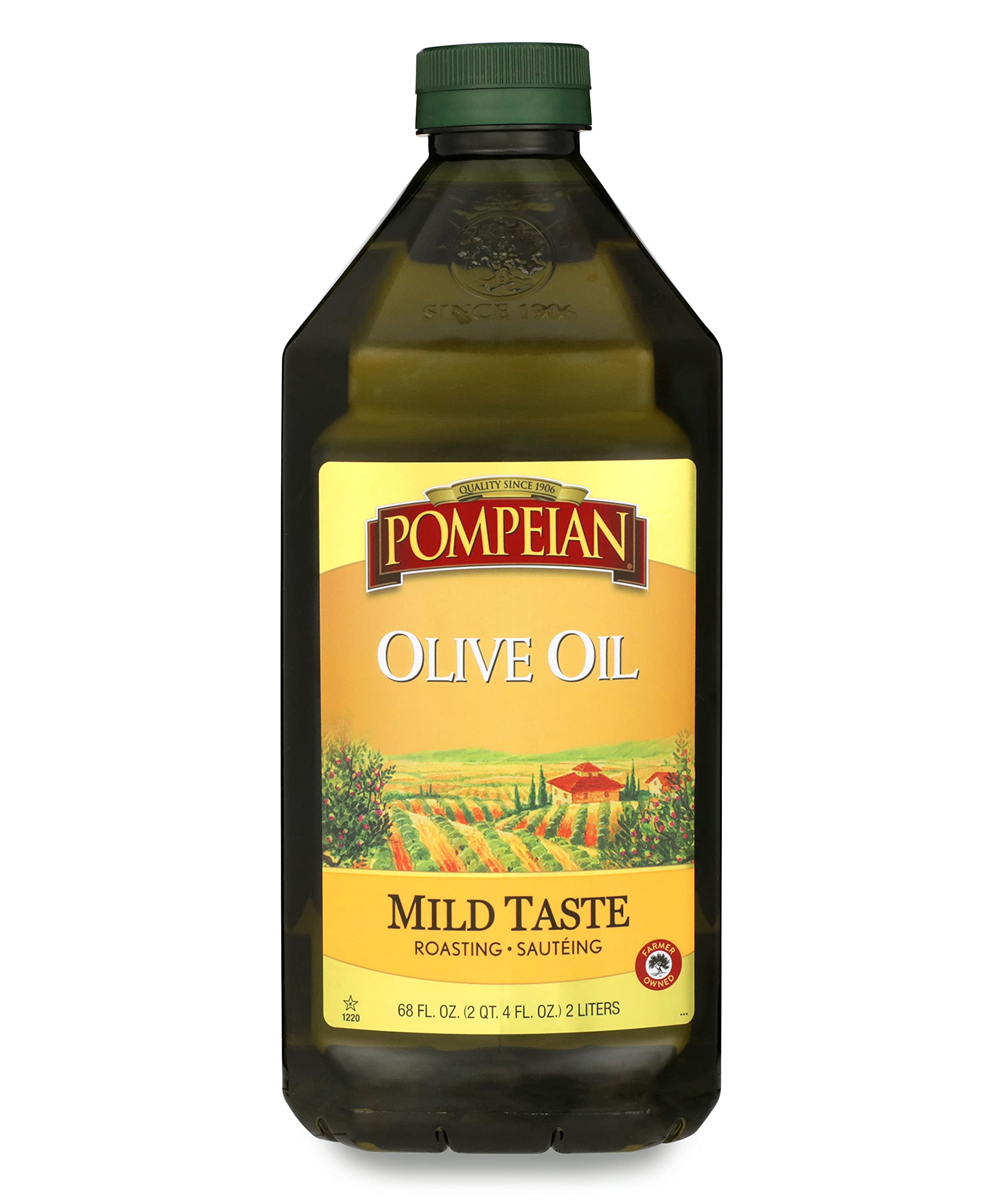 Pompeian Mild Taste Olive Oil, Mild Flavor, Perfect for Roasting & Sauteing, Naturally Gluten Free, Non-Allergenic, Non-GMO, 68 FL. OZ.