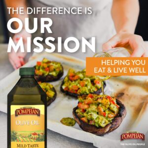 Pompeian Mild Taste Olive Oil, Mild Flavor, Perfect for Roasting & Sauteing, Naturally Gluten Free, Non-Allergenic, Non-GMO, 68 FL. OZ.