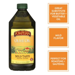 Pompeian Mild Taste Olive Oil, Mild Flavor, Perfect for Roasting & Sauteing, Naturally Gluten Free, Non-Allergenic, Non-GMO, 68 FL. OZ.