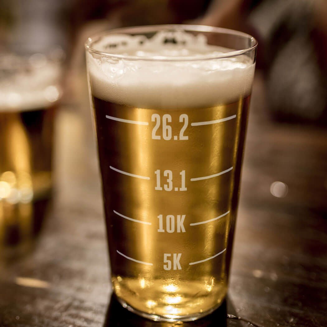 Gone For a Run Runner's Measurements Engraved Beer Pint Glass 16 oz.