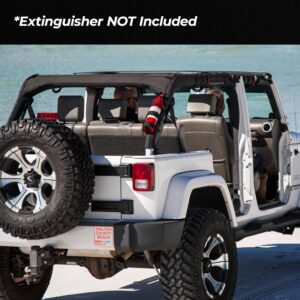 Badass Moto for Jeep Fire Extinguisher Mount - Fire Extinguisher Holder Compatible with Jeep Wrangler 1965-2022 JK JKU TJ CJ Gladiator- Easy No Tool Install for Jeep Roll Bar Accessories - Gifts