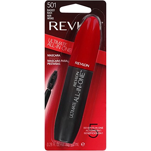 Revlon Mascara, All-in-One Eye Makeup, Volumizing & Lifting Mascara, No Clump, Smudge Proof, Flake Proof, 501 Blackest Black, 0.28 Fl Oz