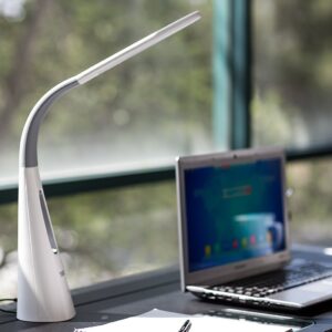 Turcom AirLight Ultrabright LED Desk Lamp with Bladeless Three Speeds Fan Panel,White