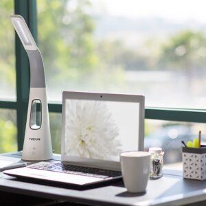 Turcom AirLight Ultrabright LED Desk Lamp with Bladeless Three Speeds Fan Panel,White