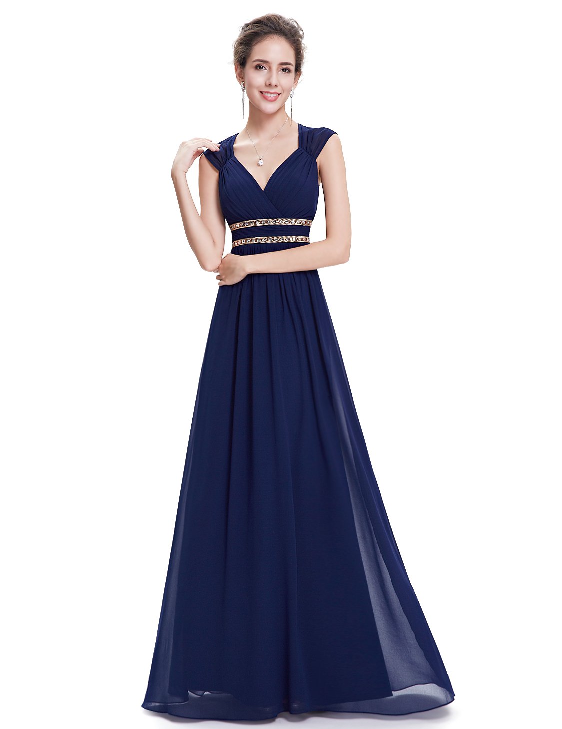 Ever-Pretty Womens Formal Sleeveless V-Neck Long Evening Dress 8 US Navy Blue