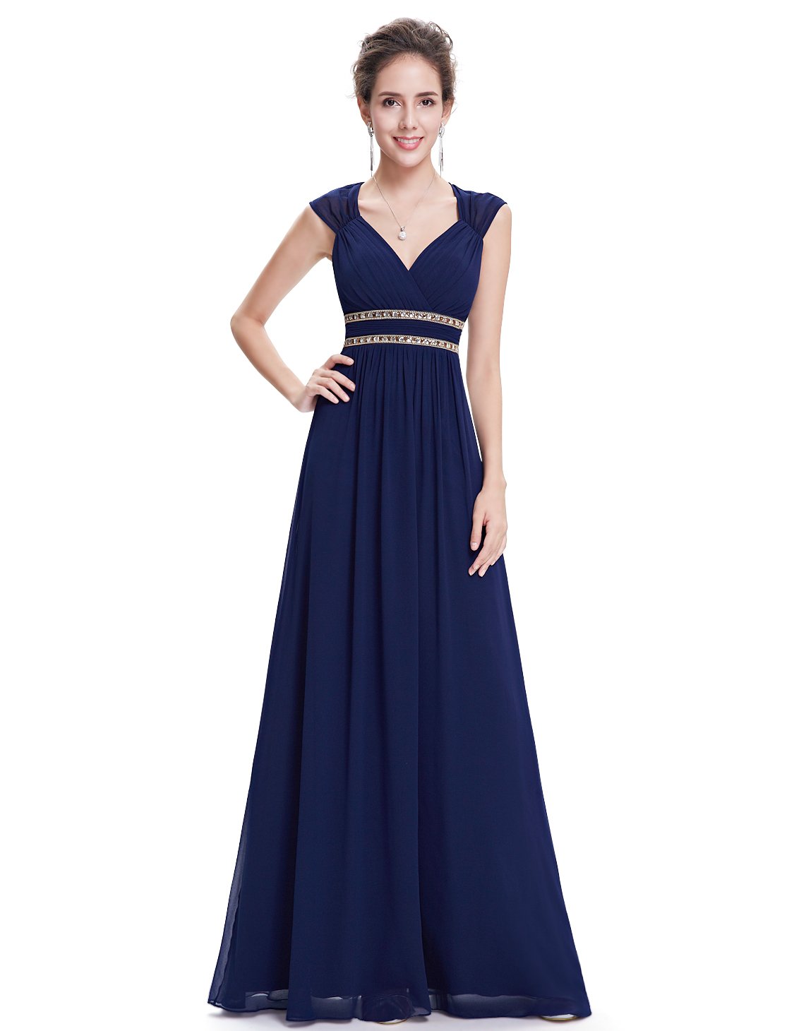 Ever-Pretty Womens Formal Sleeveless V-Neck Long Evening Dress 8 US Navy Blue